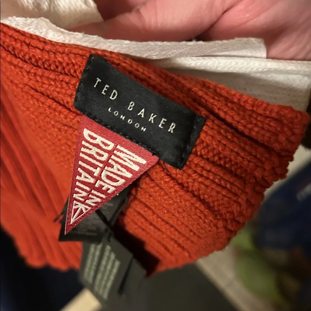 Ted Baker London red wool blend ribbed scarf NWT